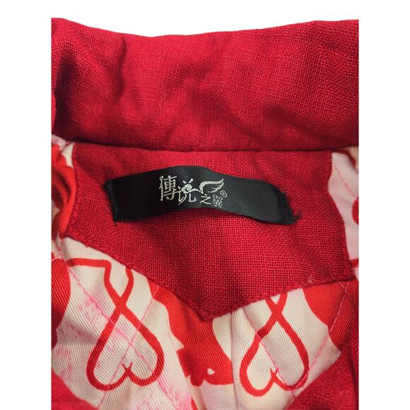 Red Embroidered Chinese Swing Coat - Picture 4 of 7